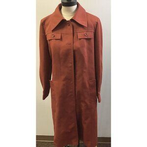 Vintage Burnt Orange Forcaster of Boston Womans Lined Long Coat with Belt 11/12
